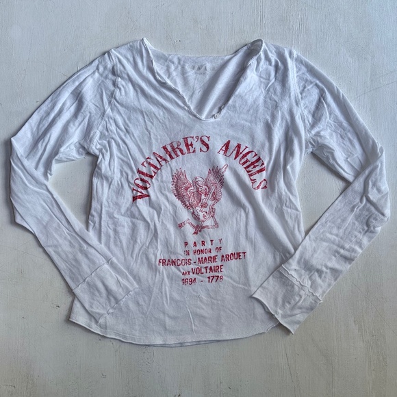 Zadig & Voltaire Tunisian ML Angels Henley Graphic Long Sleeve Shirt - Picture 2 of 9